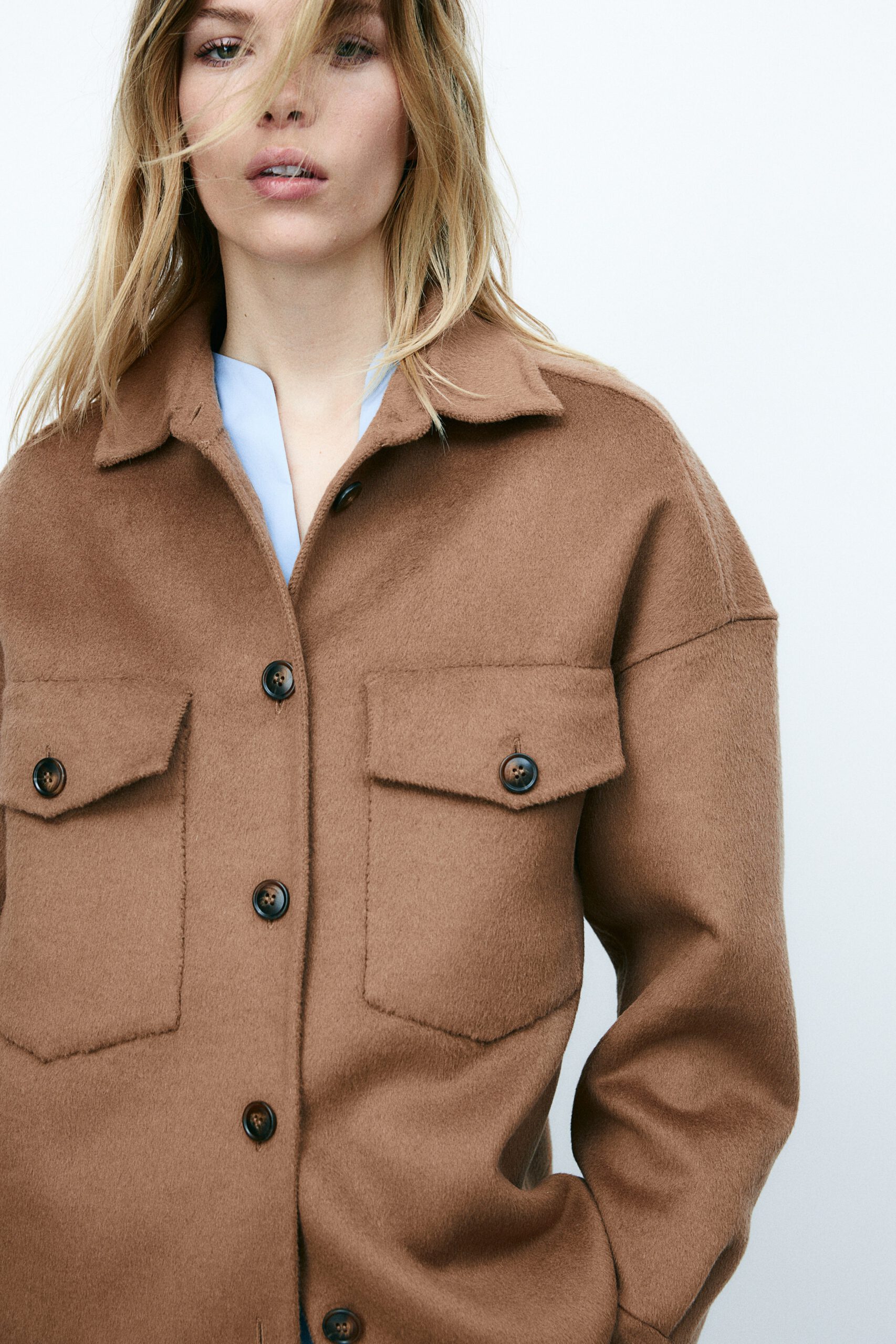 Handmade Wool Blend Shirt Jacket