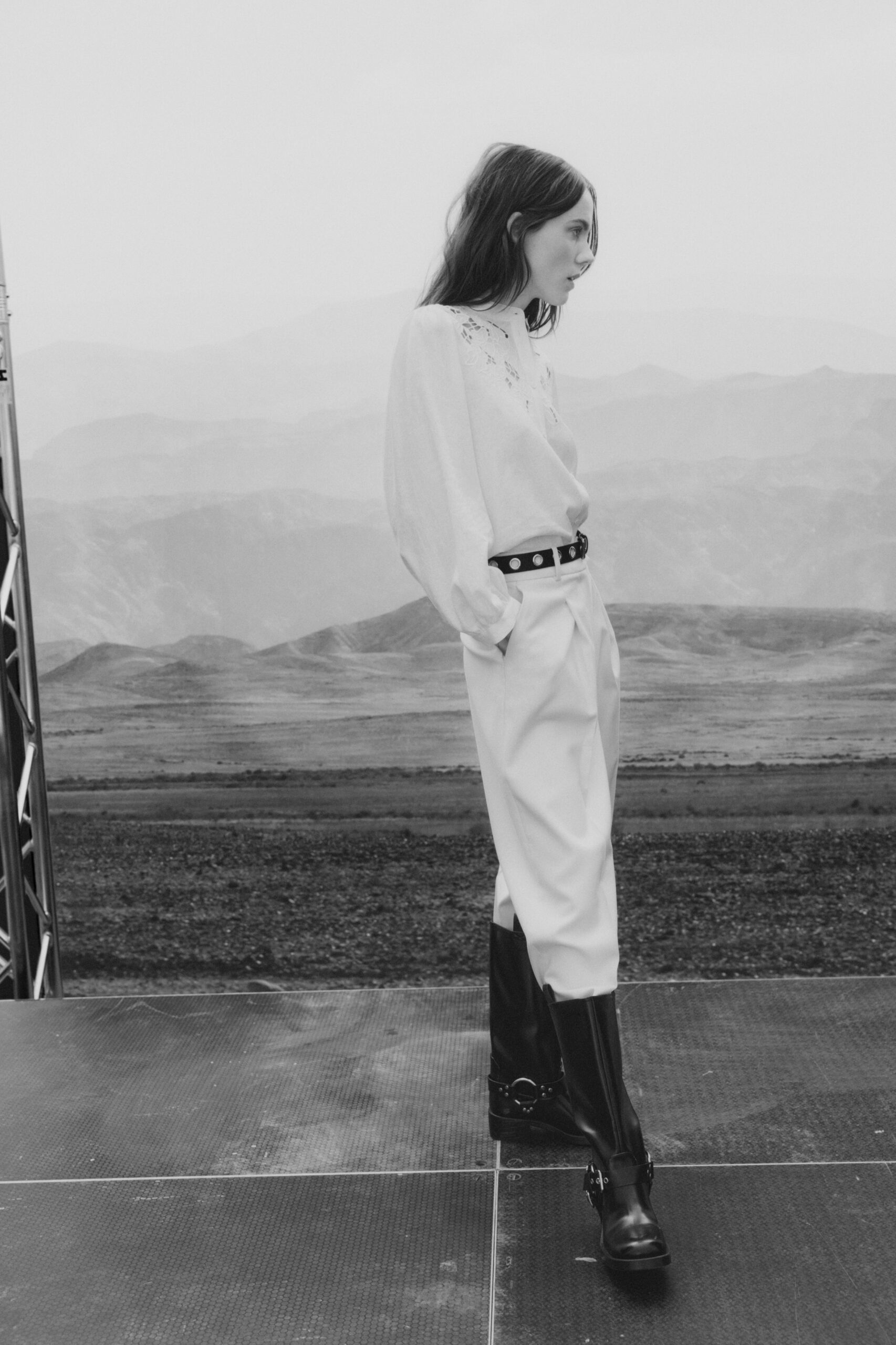 Linen Blend Broderie Anglaise Blouse