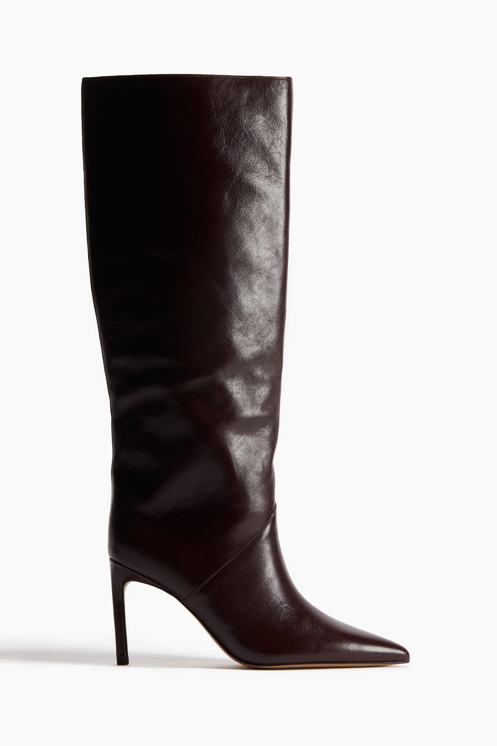 Pointed Knee High Leather Boots